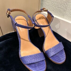 Coach Lexey Cobalt Blue Textured Leather Block Heels